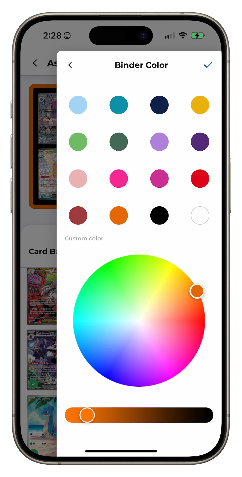Customizing binder colors in Fliptopia