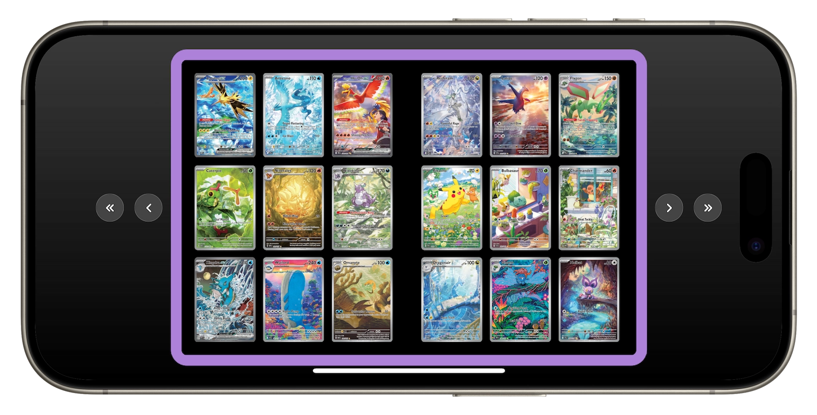 Fliptopia app showing a card binder