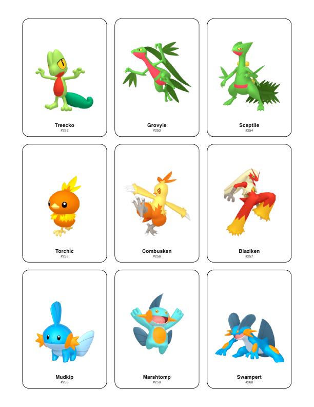 Gen 3 Hoenn proxy card sheet preview