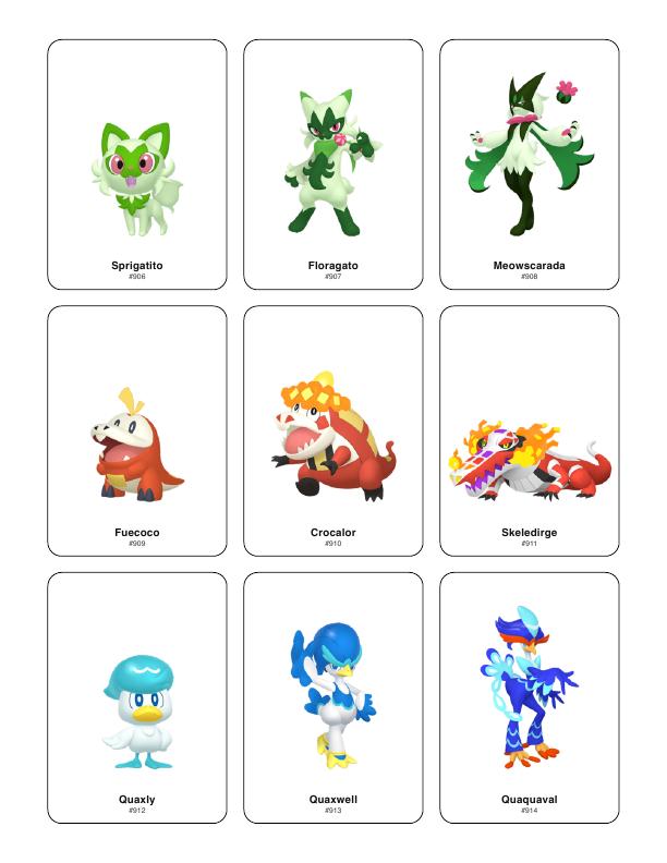 Gen 9 Paldea proxy card sheet preview